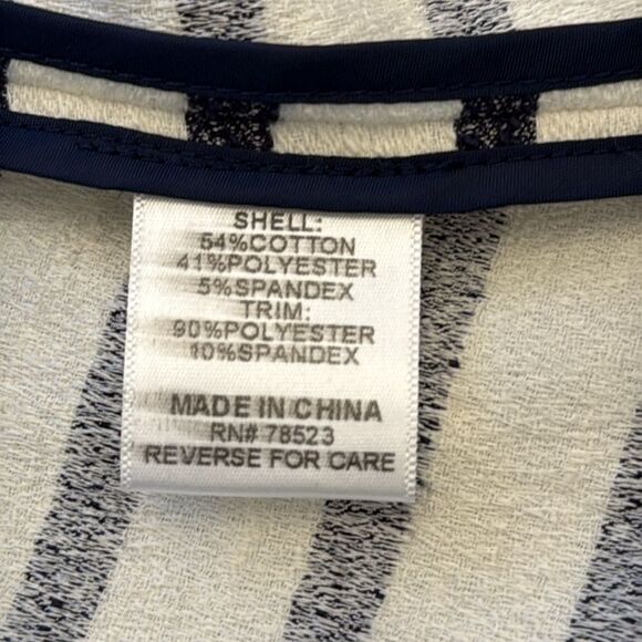 Luii Light Weight Blazer White Blue Striped One Button Size Large - Picture 9 of 9